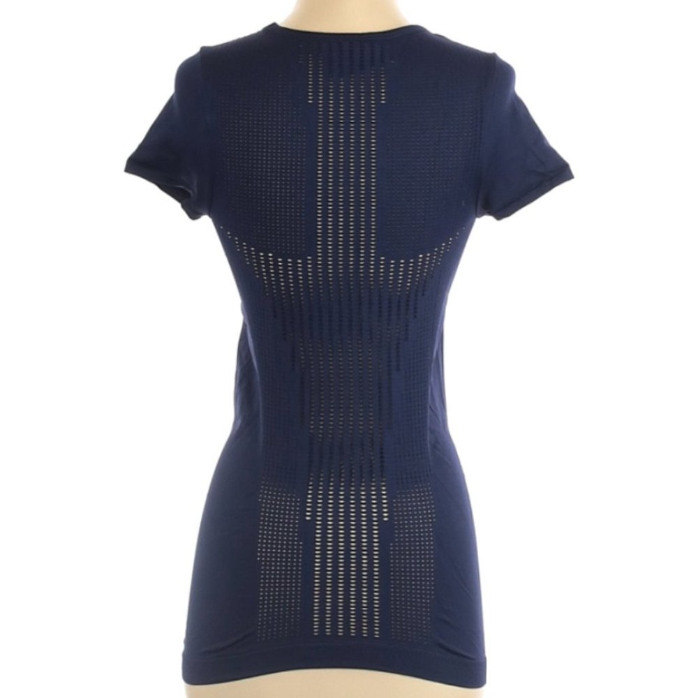 ATHLETA | Seamless Diamond Mesh Ruched Trophy Tee Top in Navy Blue XS - Picture 6 of 6